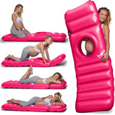 HOLO original inflatable pregnancy pillow front view showing tummy hole for supported sleeping