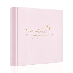 Holoary Baby Photo Album cover linen with pink hot stamping preserves memories in style.