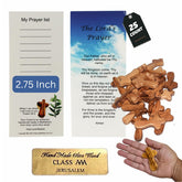 Holy Land Market olive wood pocket cross setup for on-the-go devotion.