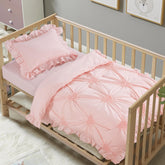 HOMBYS 3-piece crib set pink with pintuck and ruffles for nursery charm