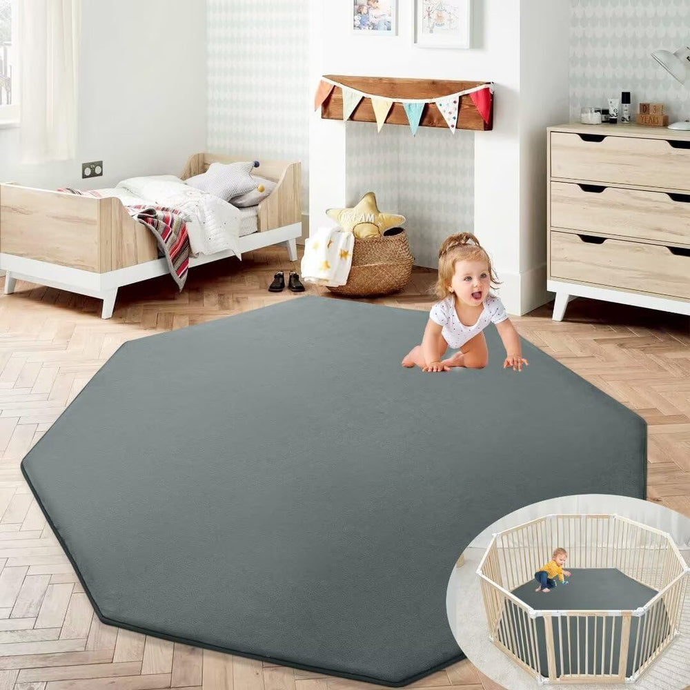 HOMBYS memory foam baby play mat folded for travel, portable comfort on the go.