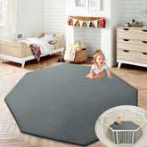 HOMBYS memory foam baby play mat folded for travel, portable comfort on the go.