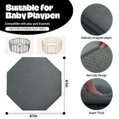 HOMBYS memory foam baby play mat 61x61 octagonal layout with durable non-slip backing for safer play.