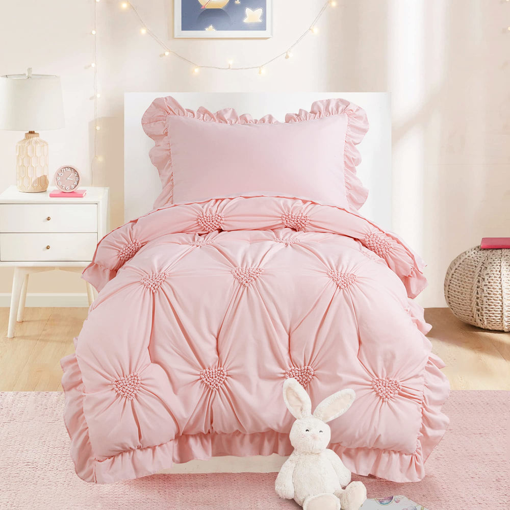 HOMBYS pink princess comforter on toddler bed showing all-season warmth