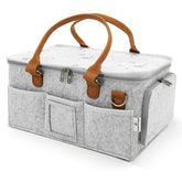 HOME FOR EACH diaper caddy with lid displaying organized baby essentials for quick diaper changes