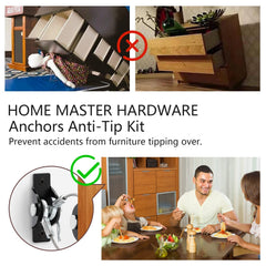 HOME MASTER HARDWARE cabinet anchor kit keeps cabinets stable during earthquakes and daily use.