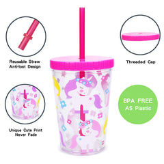 Home Tune 16oz kids tumbler mermaid pattern sip easy to clean and portable