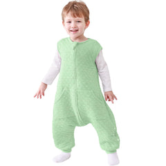 HOMEAL 1.0 TOG toddler sleep sack sage closeup shows cozy sleeveless warmth.