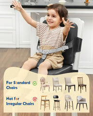 HOMEAL booster seat features breathable Leathaire fabric for comfort.