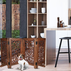 Homebia Designs decorative wooden pet gate extended-26x52, wide barrier for hallways and doorways.