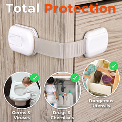 HomeBrella 10-Pack on a drawer shows secure, easy childproofing in practice.