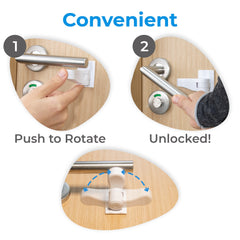 HomeBrella door lever lock shown on a door lever for safety.