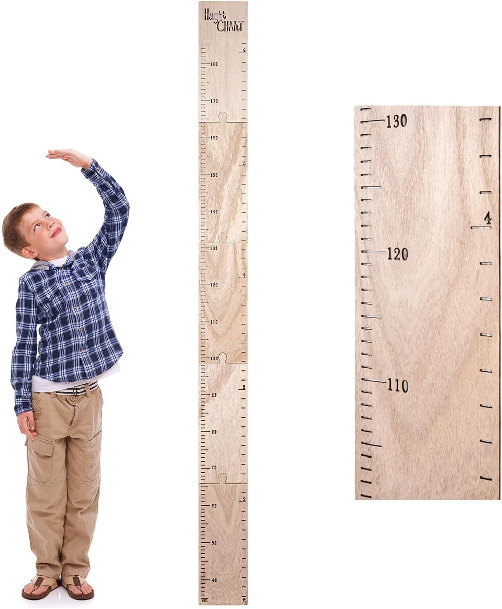HOMEE growth chart wall with assembled boards shows sturdy patchwork height measurement for growth tracking.