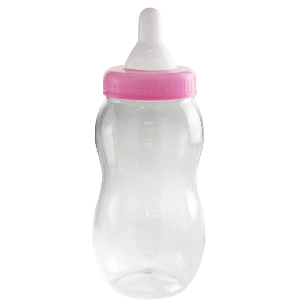 Homeford jumbo baby milk bottle coin bank in light pink, a decorative centerpiece for events