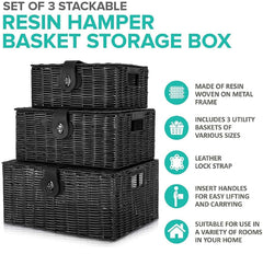 Homepeaz basket with lid and lock shown up close for secure storage