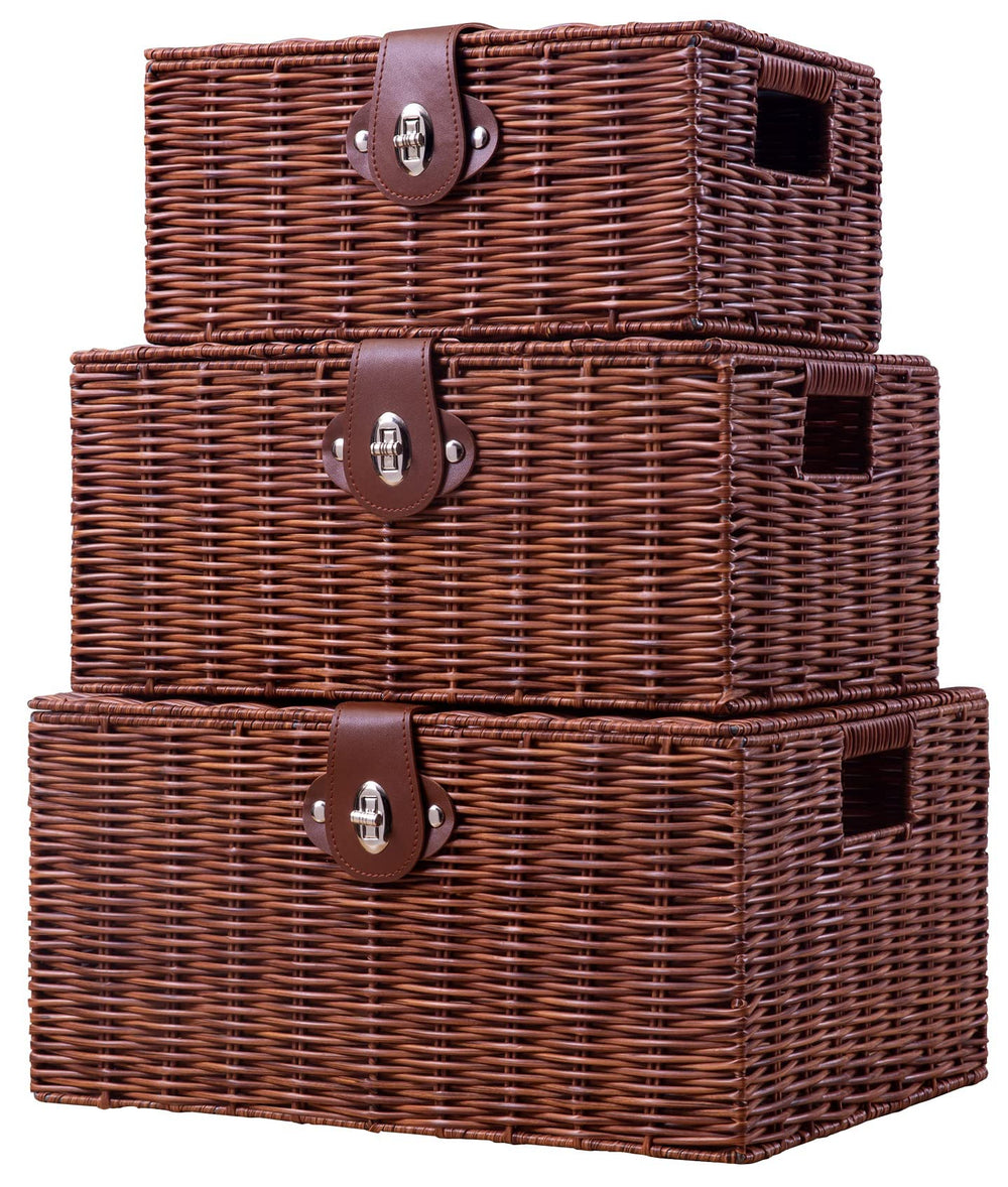 Homepeaz set of 3 baskets with lids shows durable, stylish storage for cluttered spaces.