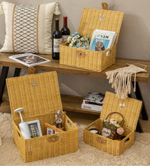 Homepeaz wicker storage baskets lids beige large size shown for floor-to-ceiling storage