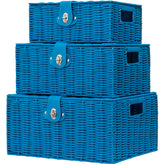 Homepeaz woven baskets with lids offer tidy nursery storage and conceal clutter.