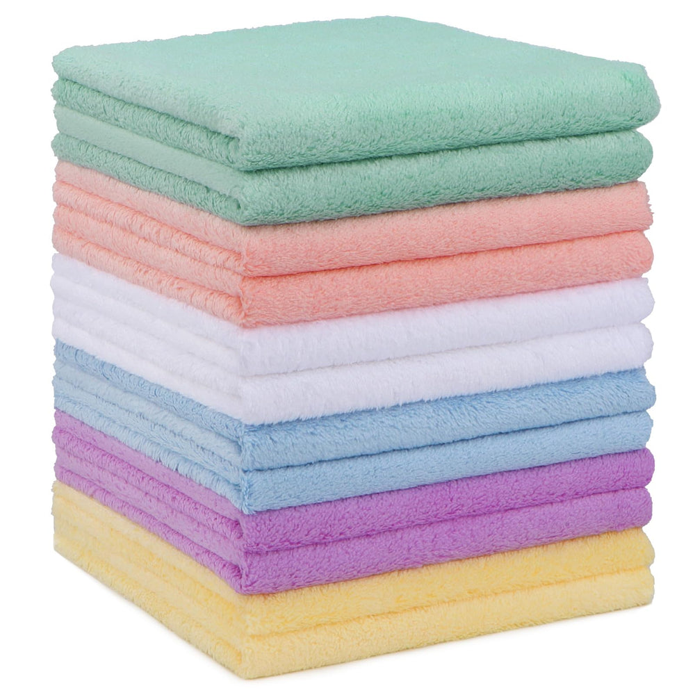 HOMEXCEL baby washcloths in coral fleece offer ultra-soft texture for gentle skin cleansing.