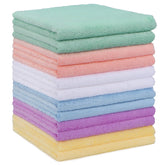 HOMEXCEL baby washcloths in coral fleece offer ultra-soft texture for gentle skin cleansing.