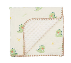 HomeyHues baby blanket dinosaur pattern front view for cozy sleep routine