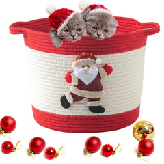 HomeyPine Christmas basket with handles for easy carrying around the home.