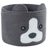 HomeyPine dog-shaped basket front view with durable cotton rope storage.
