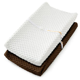 Homiest changing pad cover white and chocolate brown laid flat for everyday diaper changes and comfort.