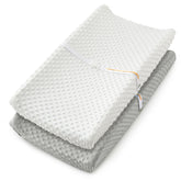 Homiest changing pad cover white-pink offers cloud-soft Minky Dot comfort for gentle diaper changes.