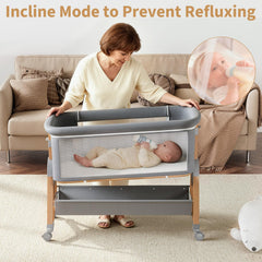 HOMMOW 3-in-1 bassinet with detachable mattress and sheets for easy cleaning