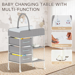 HOMMOW storage baskets keep diapers, wipes, and toys neatly organized.