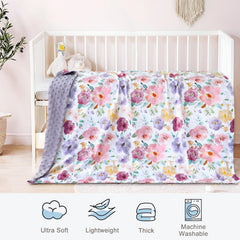 HOMRITAR nursery decor image showcases the blanket's vibrant floral design in a crib setup.