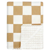 HOMRITAR checkered blanket corduroy front stripe for cozy cuddles