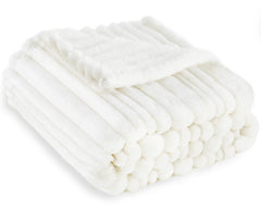 HOMRITAR white baby blanket stripe texture offers cozy warmth for crib time.
