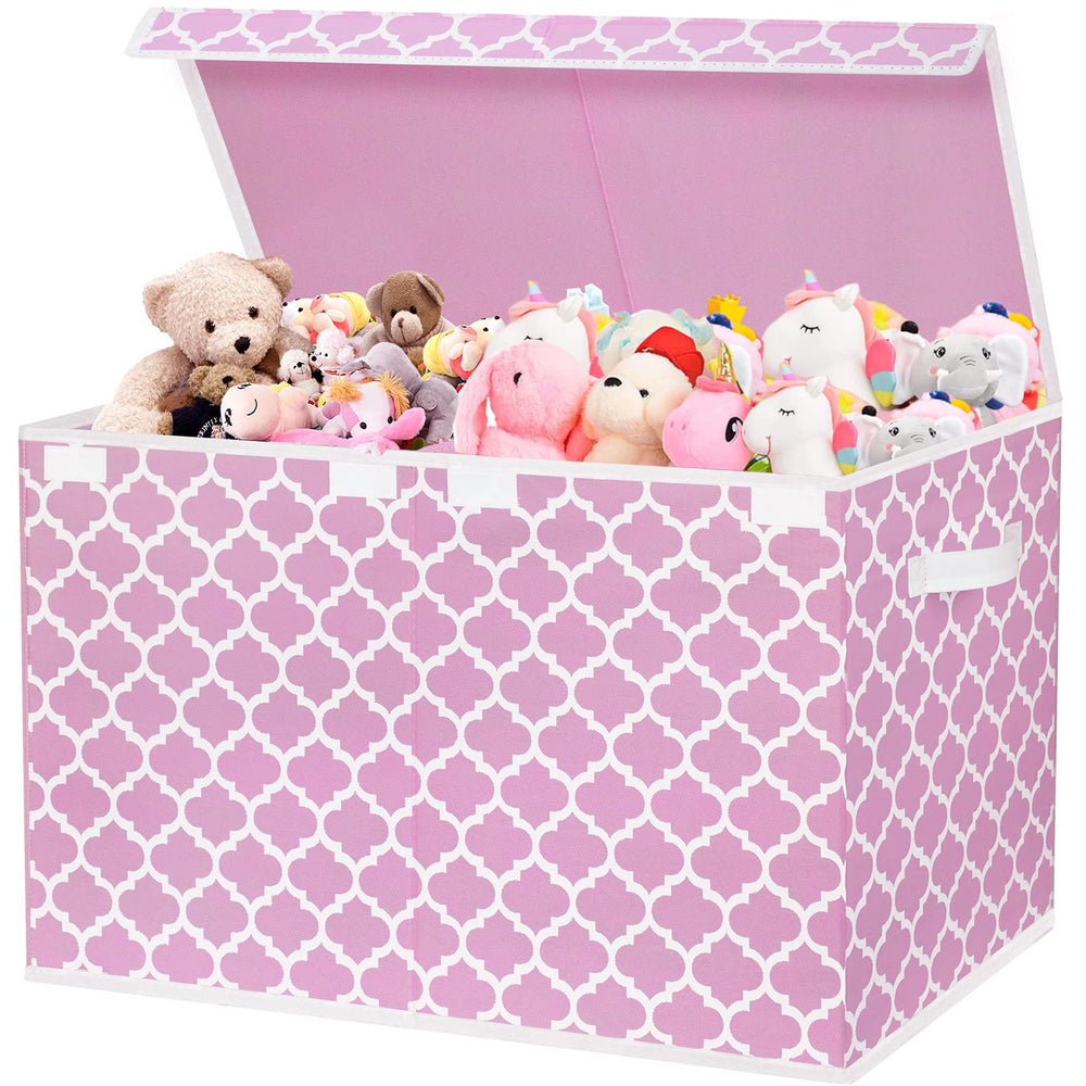 Homyfort toy box pink lid closed keeps toys neatly organized