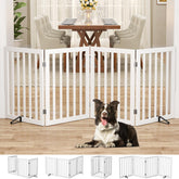 Homykic bamboo four-panel gate extended for wide doorway containment.