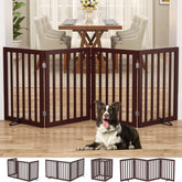 Homykic Bamboo Dog Gate with 4-panel assembly-free setup for immediate pet containment.