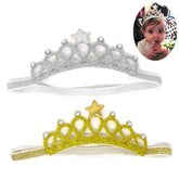 Honbay princess crown headband gold crystal close-up for party-ready baby pics