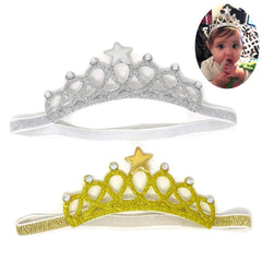 Honbay princess crown headband gold crystal close-up for party-ready baby pics