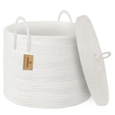 HONCESTA extra-large basket with lid image for blankets and clutter control.