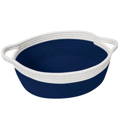 HONCESTA blue woven cotton rope gift basket, ideal for gifting occasions.