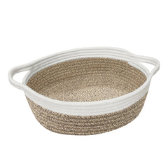 HONCESTA woven cotton rope gift basket with handles for gifts and nursery storage.