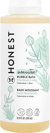 The Honest Company baby bubble bath bottle offers gentle, tear-free bubbles for bathtime.