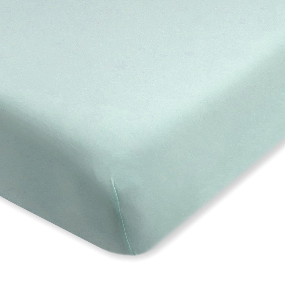 HonestBaby sage crib sheet closeup highlights soft organic cotton for baby comfort.