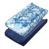 HonestBaby watercolor world terry cover with plush texture for gentle diaper changes.