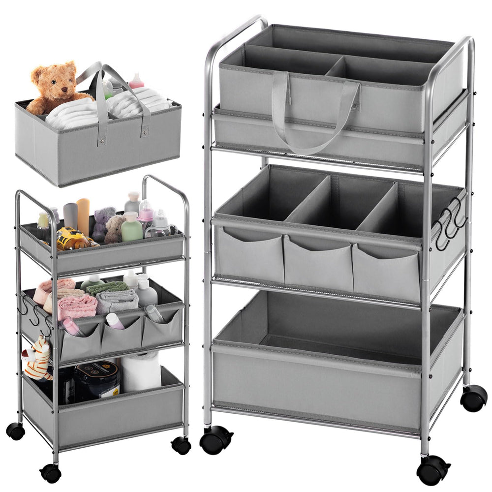 Honeydak 2in1 diaper caddy cart top view shows large storage for diapers and wipes