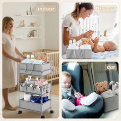 Honeydak 2in1 diaper caddy cart with four lockable wheels for smooth one-hand movement