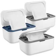 Honeydak baby wipes dispenser blue-gray set enables easy one-handed wipe retrieval