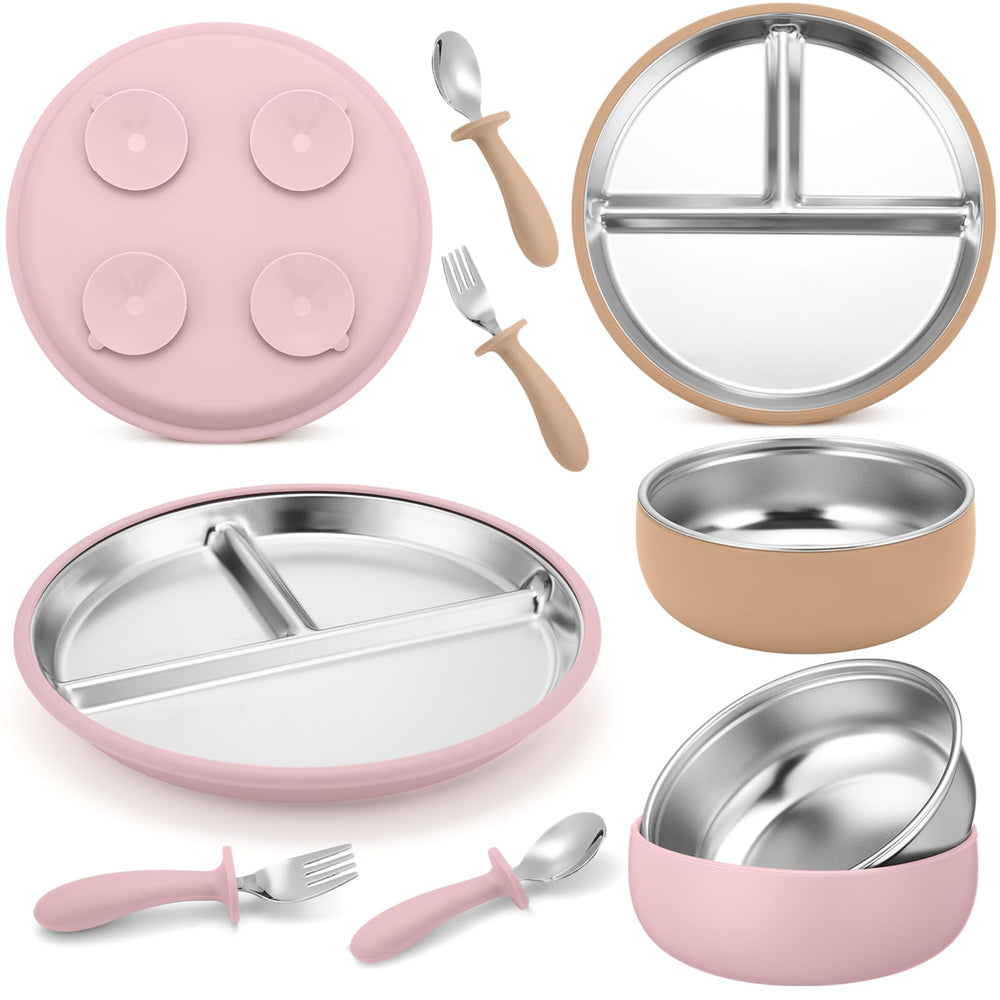 Honeydak divided plates with suction base for stable meals and fewer spills.