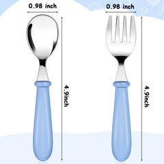 Honeydak toddler utensils blue spoon with rounded handles for safe meals.